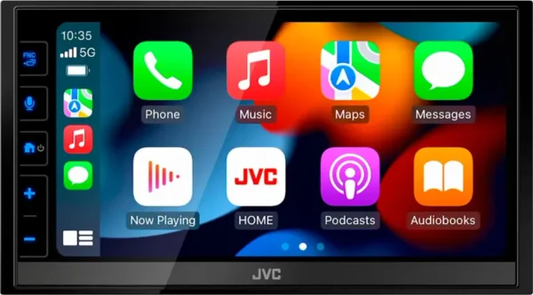 JVC - 6.8" Wireless Android Auto, Apple CarPlay Bluetooth Digital Media (DM) Receiver with Variable Color and SiriusXM Ready - Black - Open Box - Fair